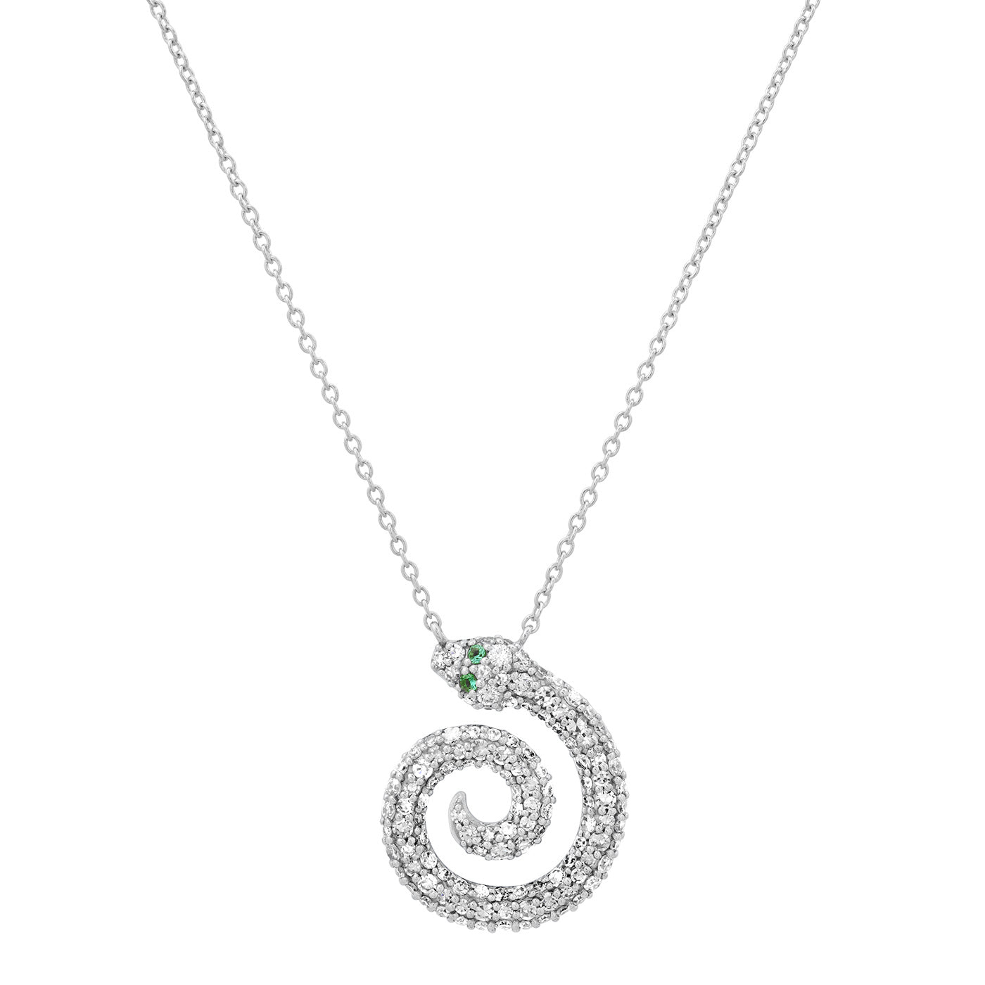 14K White Gold Pave Diamond Snake Necklace